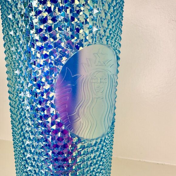 NEW Starbucks 2020 China Blue Diamond Studded Tumbler Venti Bunny Topper Rare - Picture 5 of 13